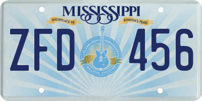 MS license plate ZFD456