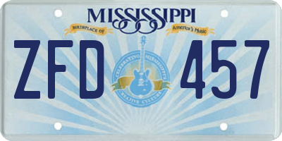 MS license plate ZFD457