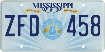 MS license plate ZFD458
