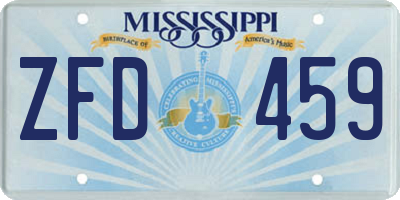 MS license plate ZFD459