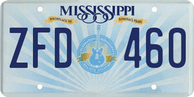 MS license plate ZFD460