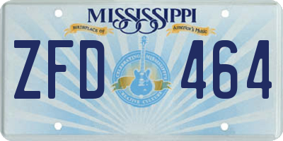 MS license plate ZFD464
