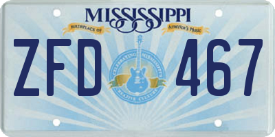 MS license plate ZFD467