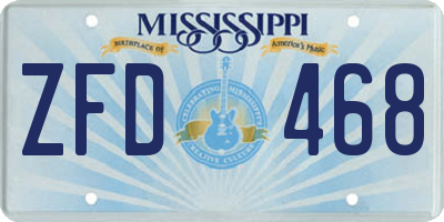 MS license plate ZFD468