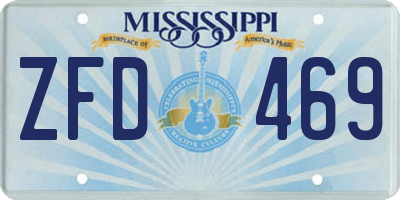 MS license plate ZFD469