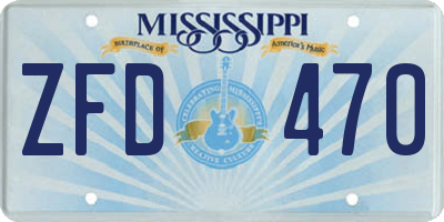MS license plate ZFD470