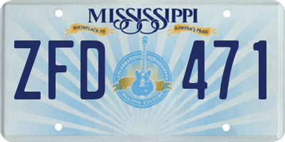 MS license plate ZFD471