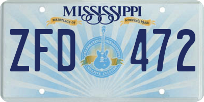 MS license plate ZFD472