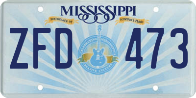 MS license plate ZFD473