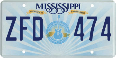 MS license plate ZFD474