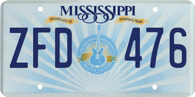MS license plate ZFD476