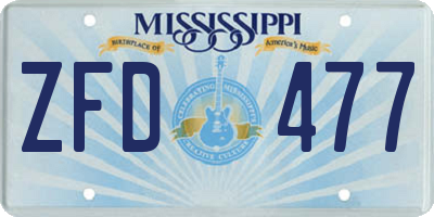 MS license plate ZFD477