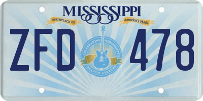 MS license plate ZFD478