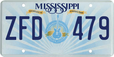 MS license plate ZFD479