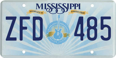 MS license plate ZFD485