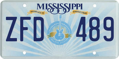 MS license plate ZFD489