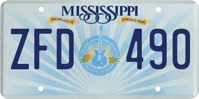 MS license plate ZFD490