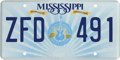 MS license plate ZFD491