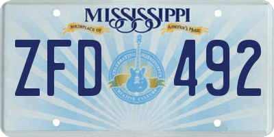 MS license plate ZFD492