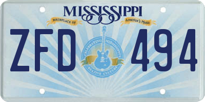 MS license plate ZFD494