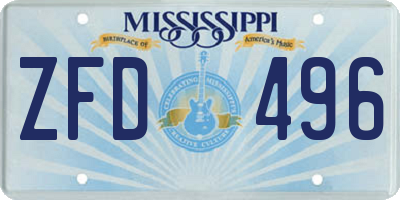 MS license plate ZFD496