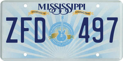 MS license plate ZFD497