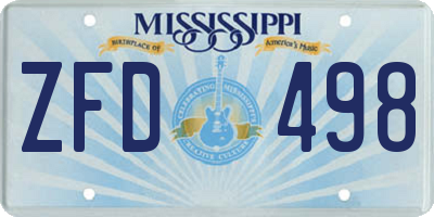 MS license plate ZFD498