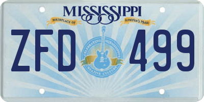MS license plate ZFD499