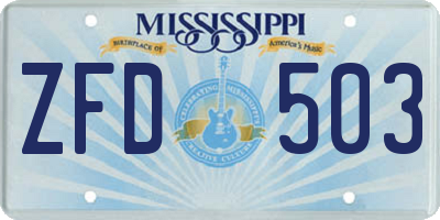 MS license plate ZFD503