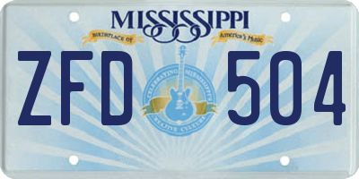 MS license plate ZFD504