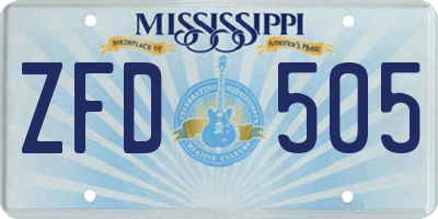 MS license plate ZFD505