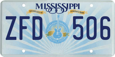 MS license plate ZFD506
