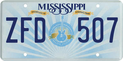 MS license plate ZFD507
