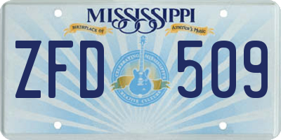 MS license plate ZFD509