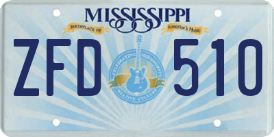MS license plate ZFD510