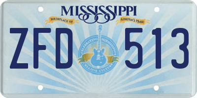 MS license plate ZFD513