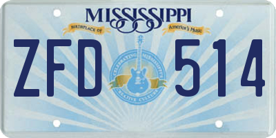 MS license plate ZFD514