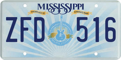 MS license plate ZFD516