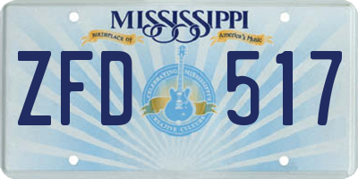 MS license plate ZFD517
