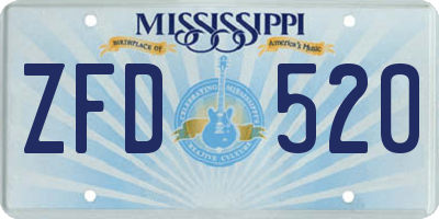 MS license plate ZFD520