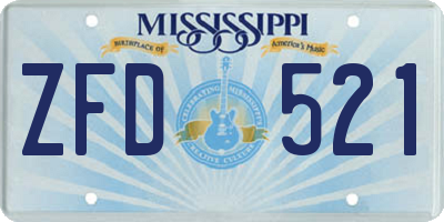 MS license plate ZFD521