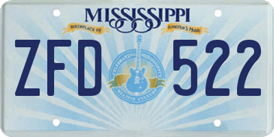 MS license plate ZFD522