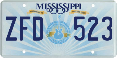 MS license plate ZFD523