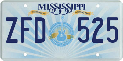 MS license plate ZFD525