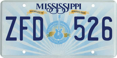 MS license plate ZFD526