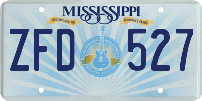 MS license plate ZFD527