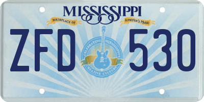 MS license plate ZFD530