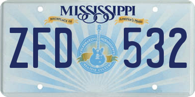 MS license plate ZFD532