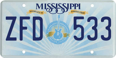 MS license plate ZFD533