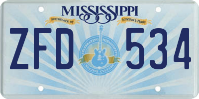 MS license plate ZFD534